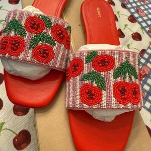 Anthropologie Red and Green Sandals
